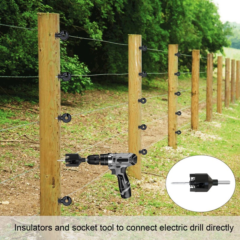 Kiouposy 330 Feet Electric Fence Polywire & 30 Pcs Electric Fence Insulator, 1/8" Diameter Portable Electric Fencing Poly Wire Rope Line 6 Steel Strands for Reliable Conductivity & Rust Resistance - Image 5